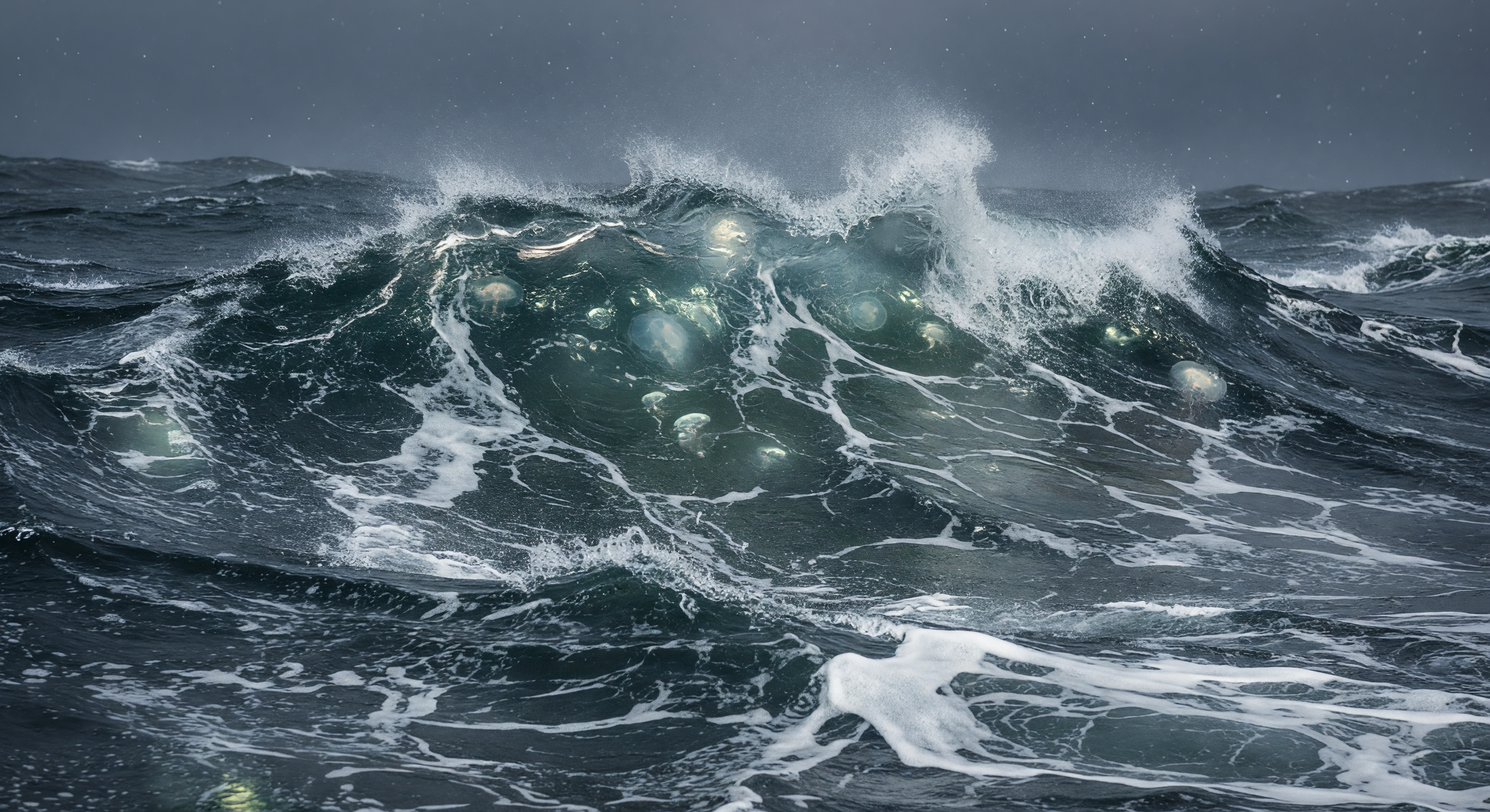 Medusas bajo las olas