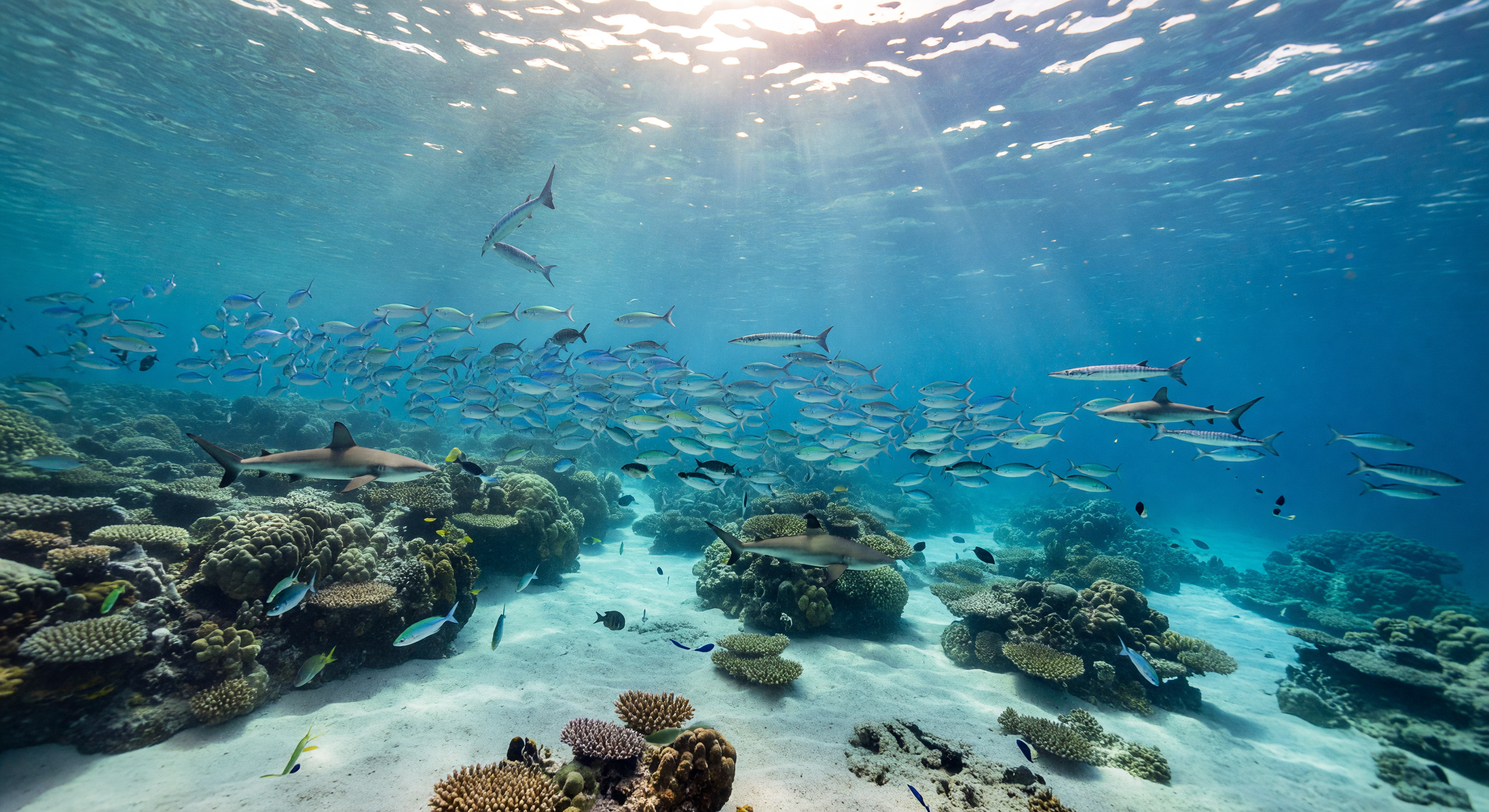 Fusiliers Over Coral Bommies