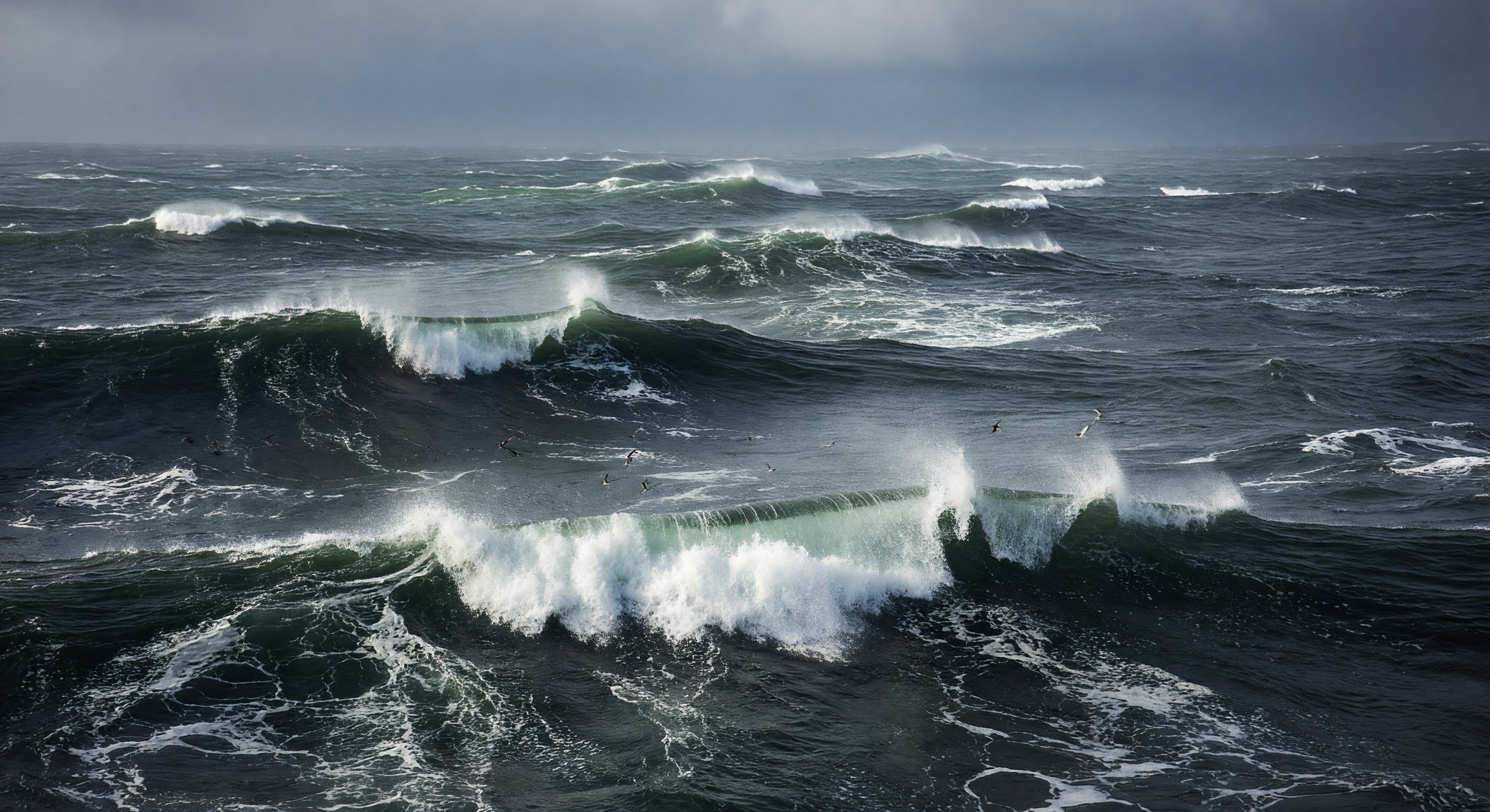 Petrels Over Foam Streaks