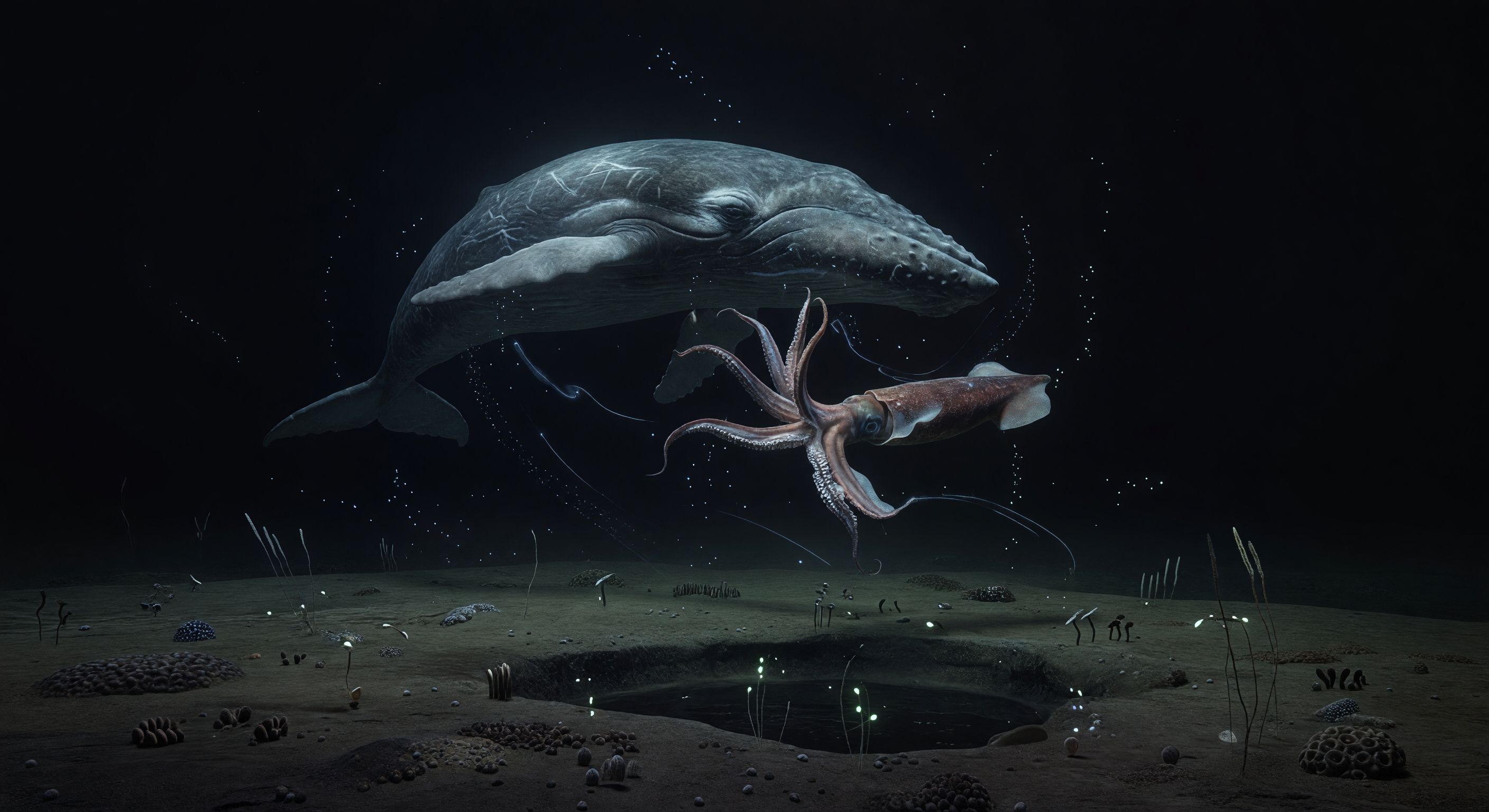 Sperm whales and giant squids