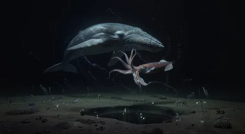 Sperm whales and giant squids